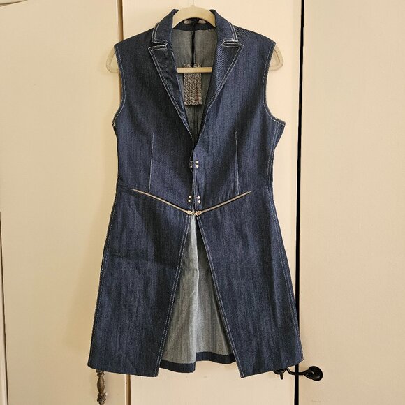 Andrea Rosati Long Sleeveless Denim Vest - Picture 1 of 8